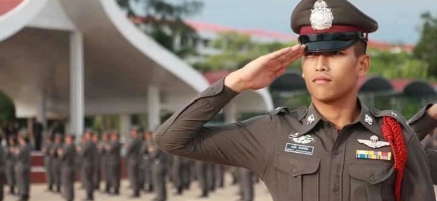 Royal Thai Police officer on duty